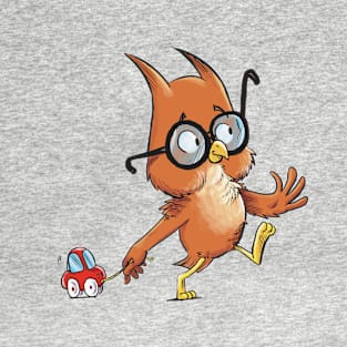 Owl with pull-toy car T-Shirt